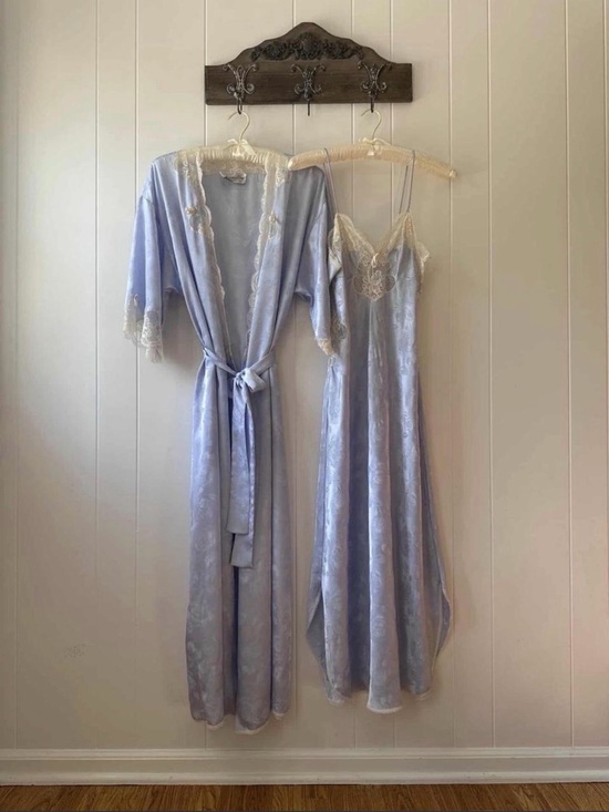 Dior Other - Vintage Christian Dior blue lace nightgown and robe set